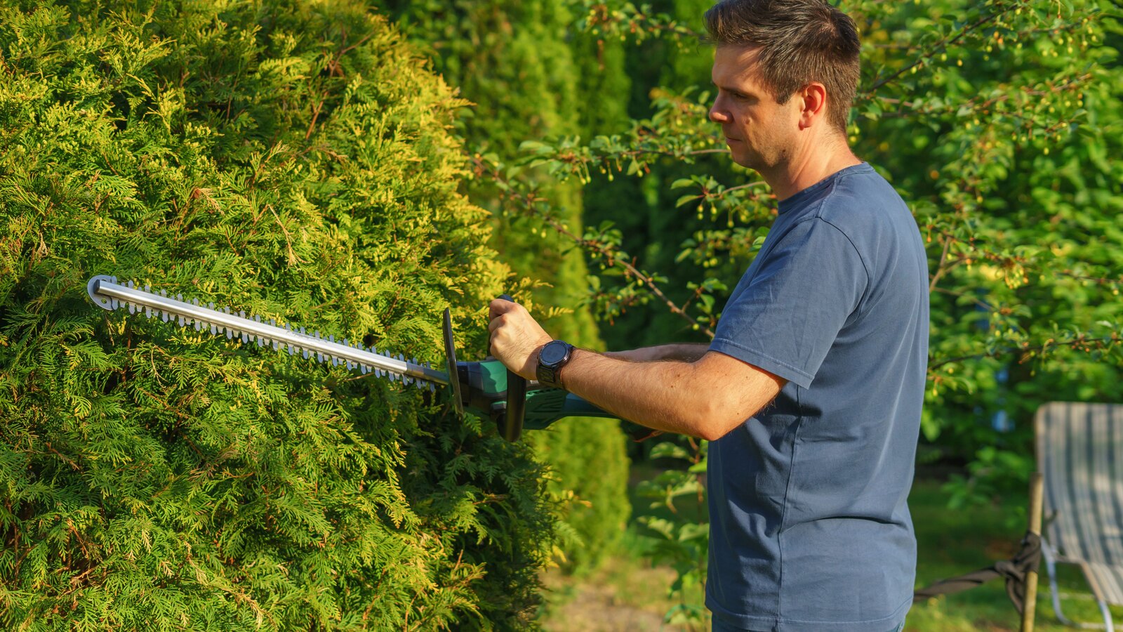 One of our team working in a garden